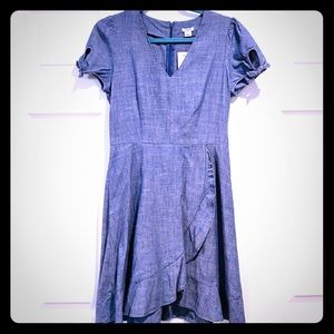 J. Crew Factory Chambray Ruffle Dress